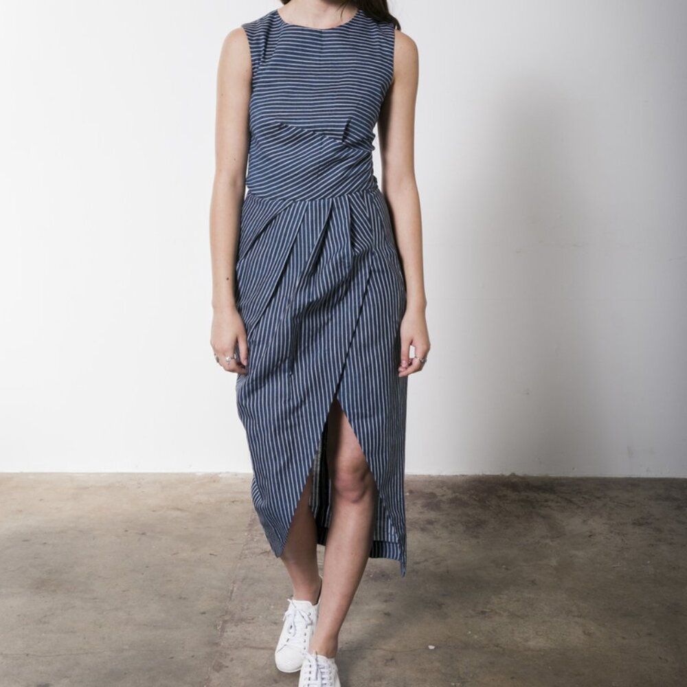 Ajaie Alaie Marche Dress in Blue Stripe